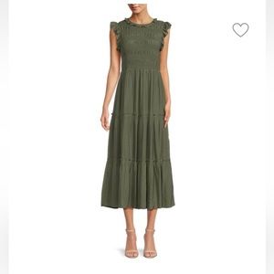 Saks Fifth Avenue - Tiered Ruffle Dress - XL Olive
